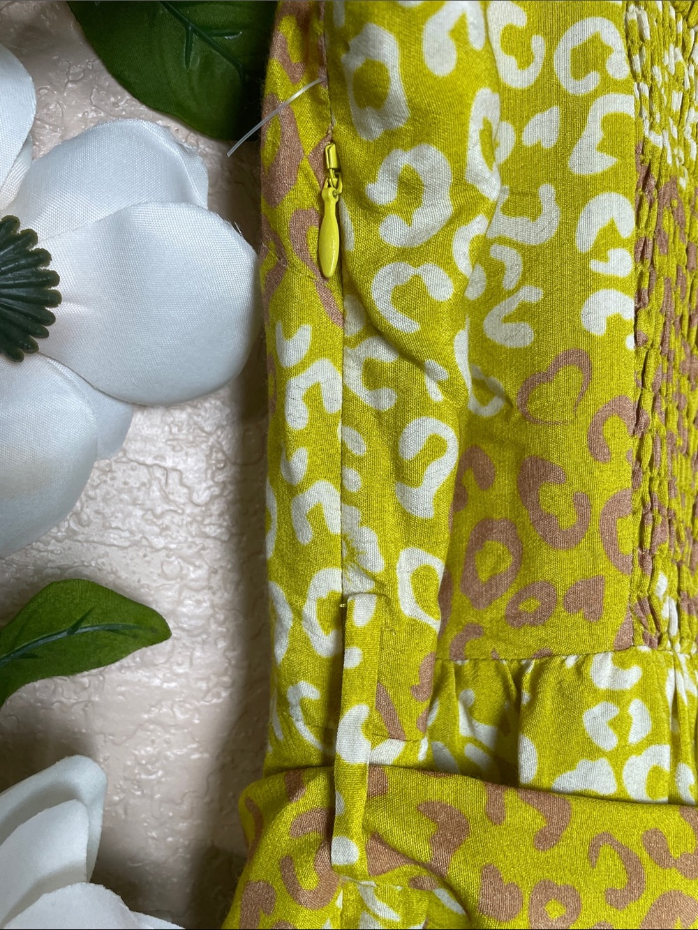 Sunny Yellow Leopard-Print Tie-Shoulder Maxi Dress - Picture 10 of 15